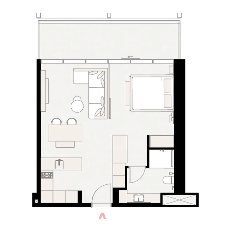 1 bedroom floor plan