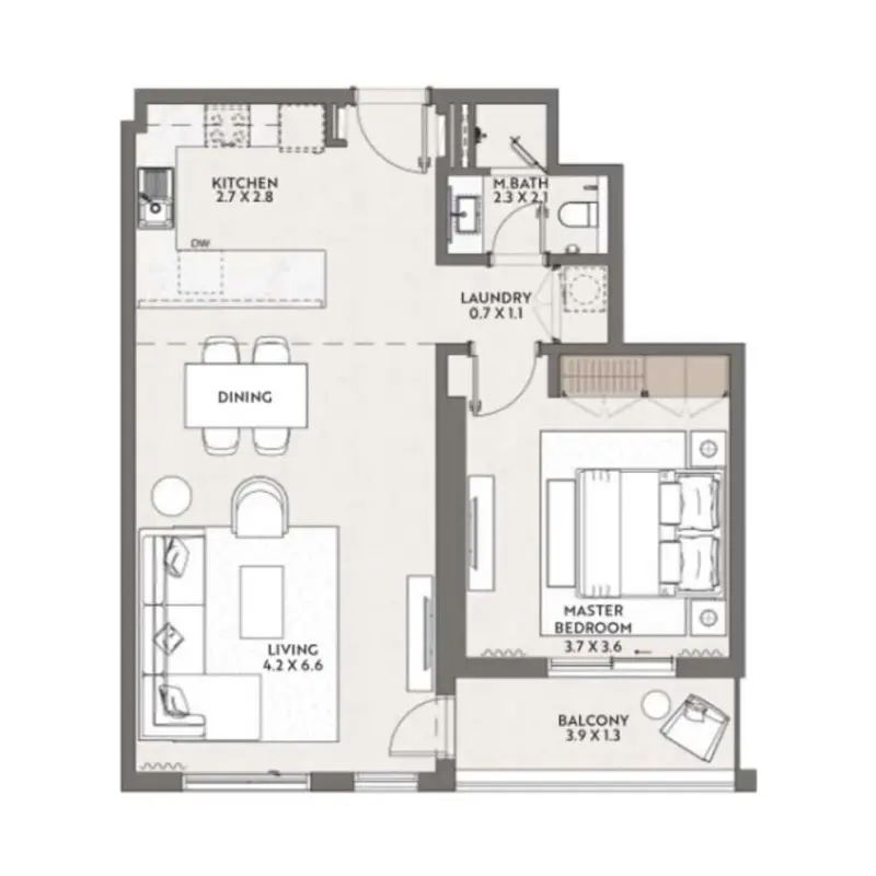1 bedroom floor plan