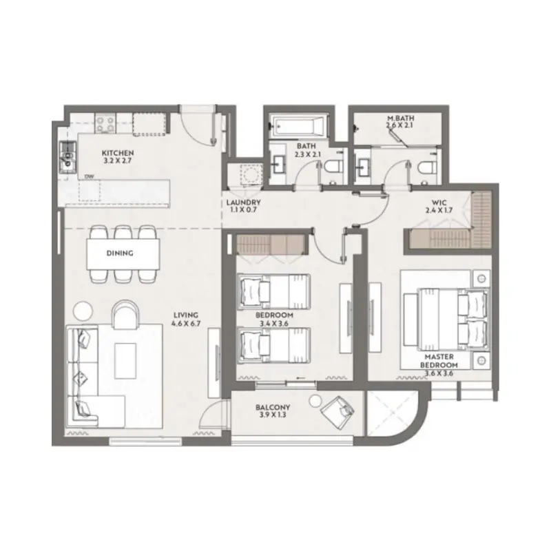 2 bedroom floor plan