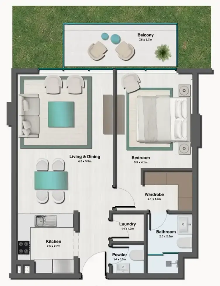 1 Bedroom apartments - Sereno Residences floor plan
