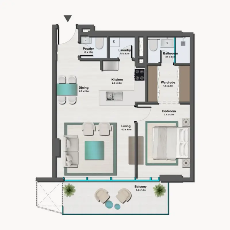 1 bedroom floor plan