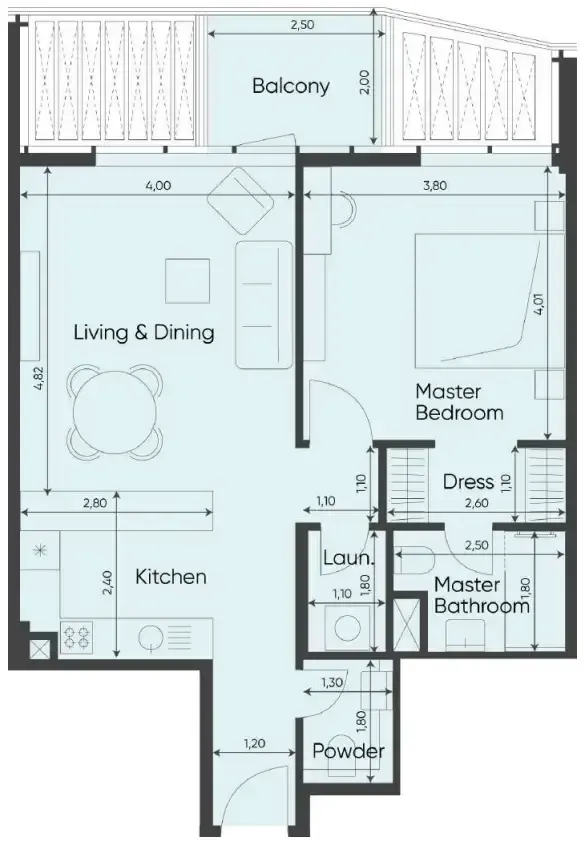 1 Bedroom apartments - Sea Legend Tower One floor plan