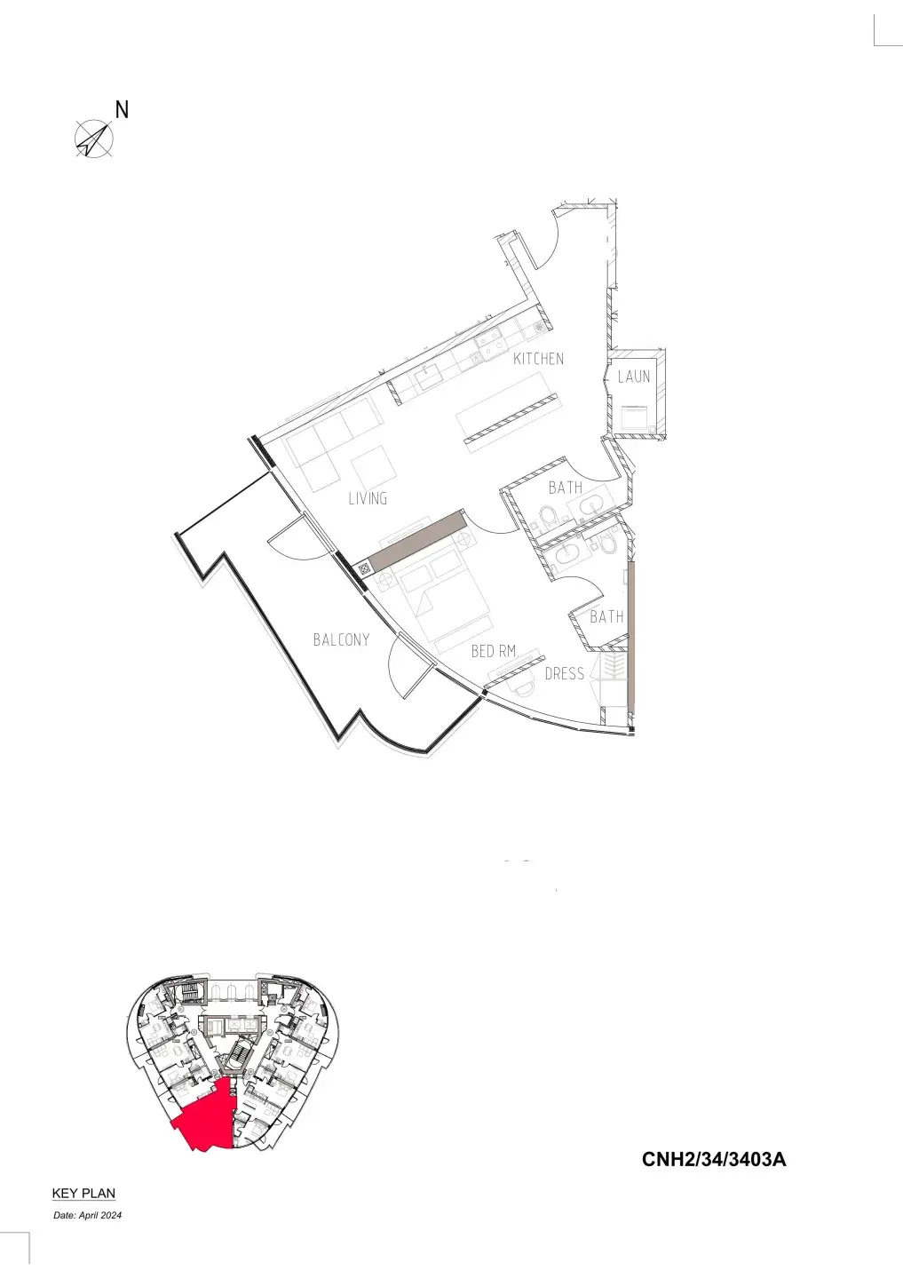 1 Bedroom apartments - Canal Heights floor plan