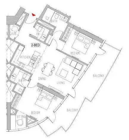 2 Bedrooms apartments - Canal Heights floor plan