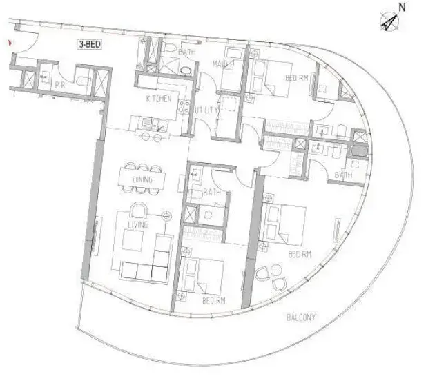 3 Bedrooms apartments - Canal Heights floor plan