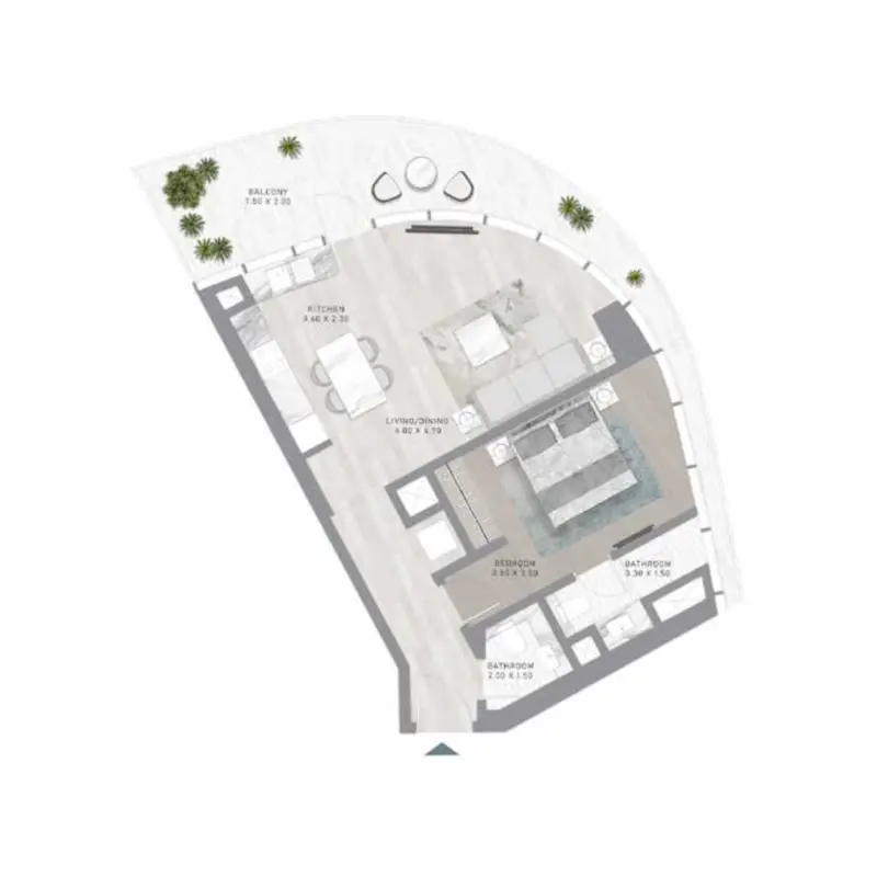 1 bedroom floor plan