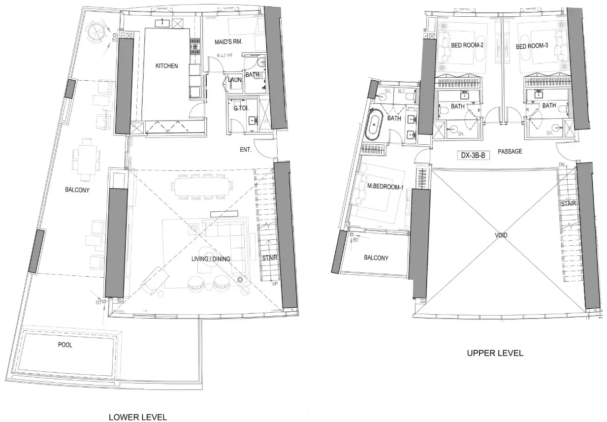 3 Bedrooms duplex - Cavalli Tower floor plan