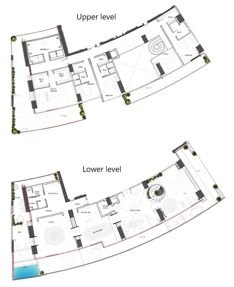 4 Bedrooms penthouse - Cavalli Tower floor plan