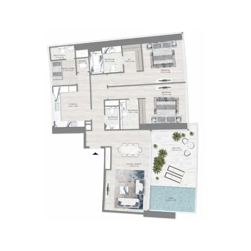 2 bedroom floor plan