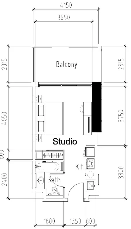 Studio apartments - Aykon City Tower floor plan