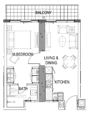1 Bedroom apartments - Aykon City Tower floor plan