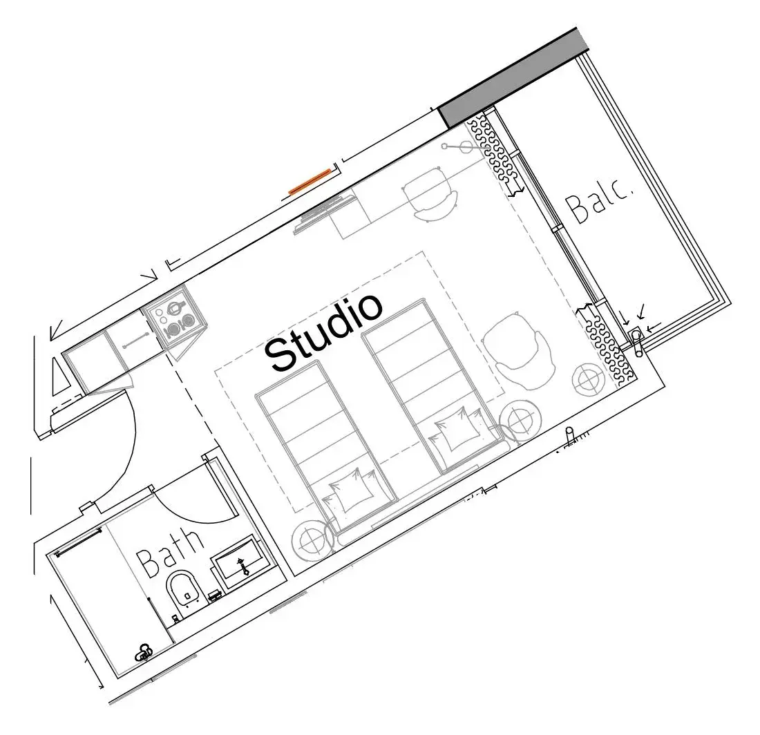 Studio apartments - Damac Hills 2 - Hotel Edge by Rotana floor plan