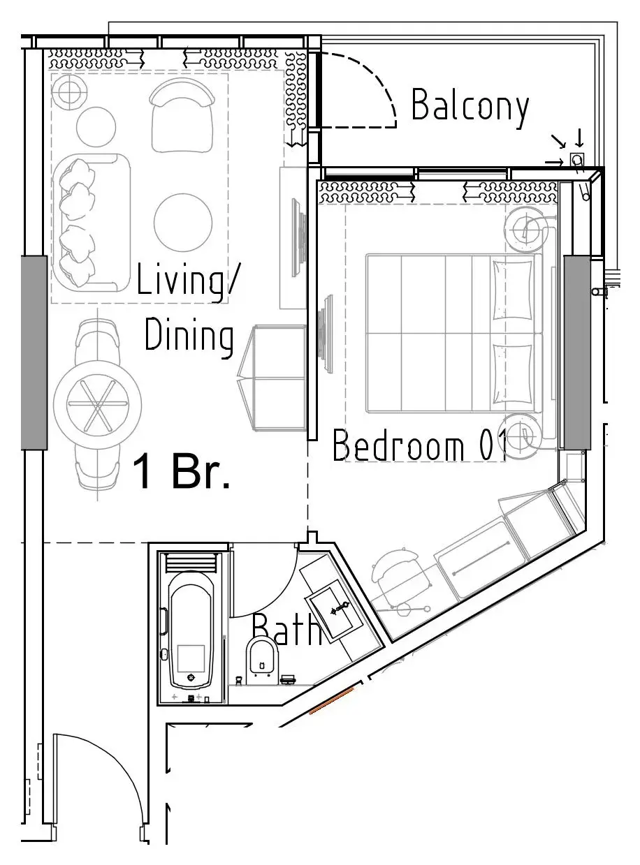1 Bedroom apartments - Damac Hills 2 - Hotel Edge by Rotana floor plan