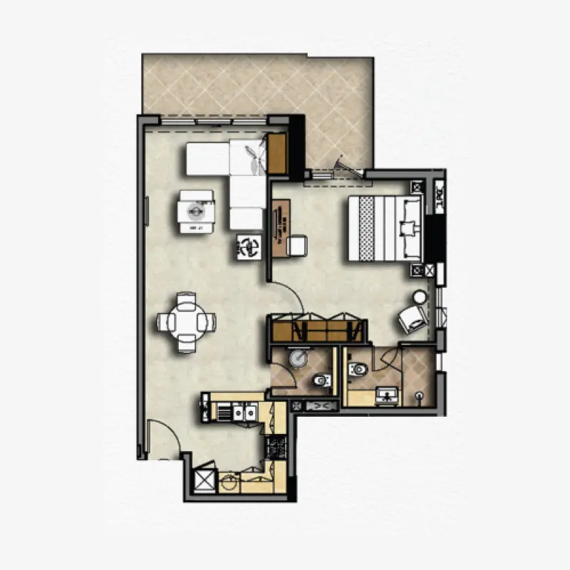 1 bedroom floor plan