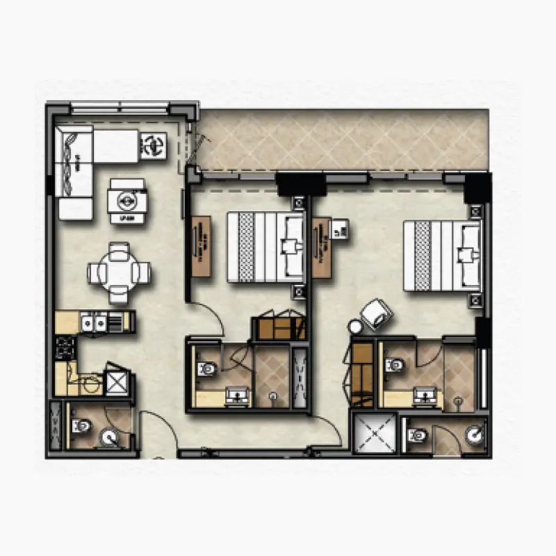 2 bedroom floor plan
