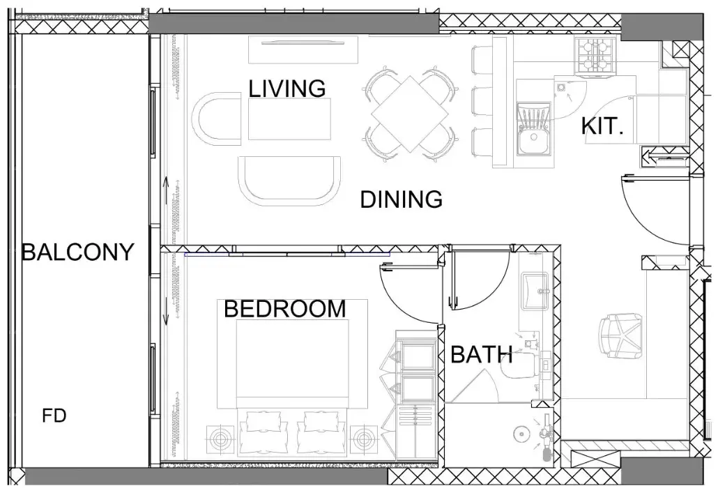 1 Bedroom apartments - Golf Greens floor plan
