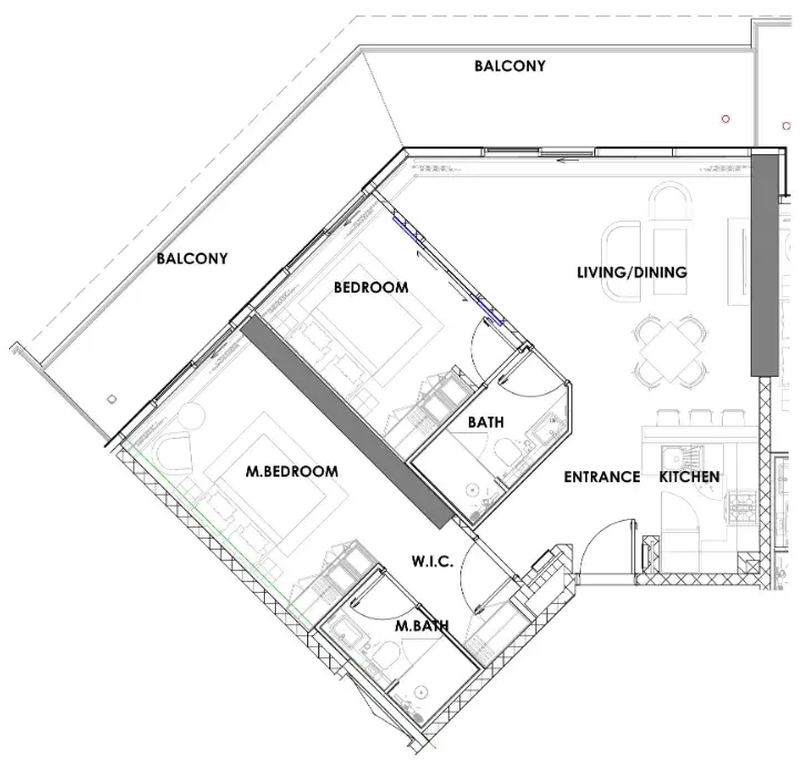 2 Bedrooms apartments - Golf Greens floor plan
