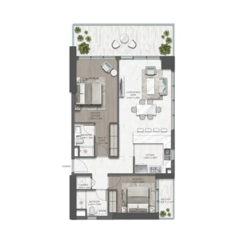 2 bedroom floor plan