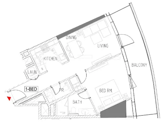 1 Bedroom apartments - Altitude de Grisogono floor plan