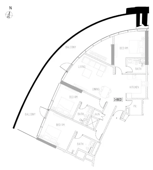 3 Bedrooms apartments - Altitude de Grisogono floor plan
