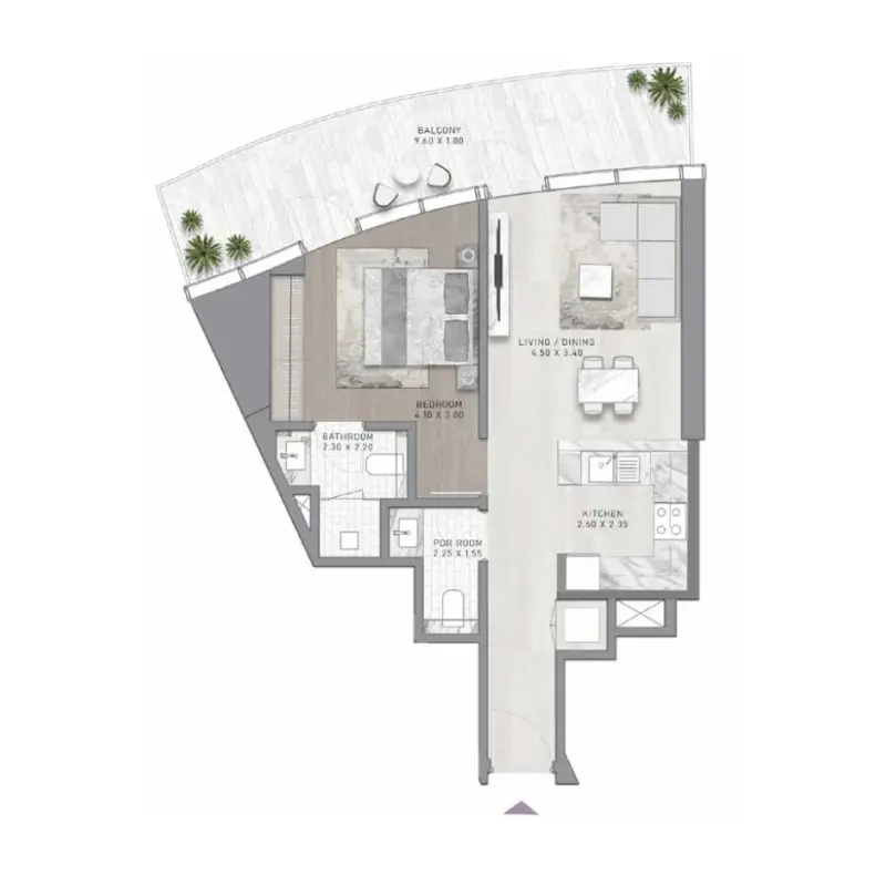 1 bedroom floor plan