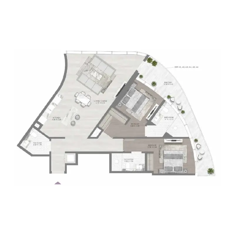 2 bedroom floor plan