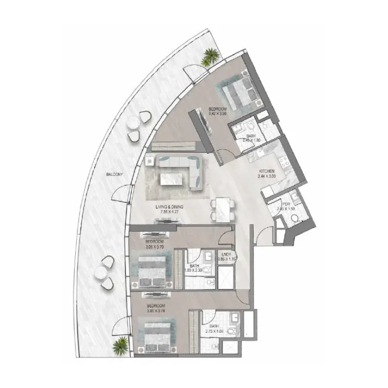 3 bedroom floor plan