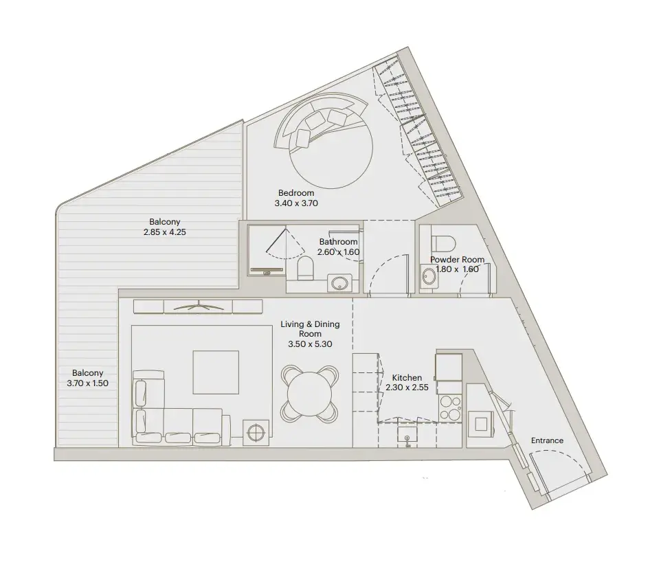 1 Bedroom apartments - Eleve floor plan