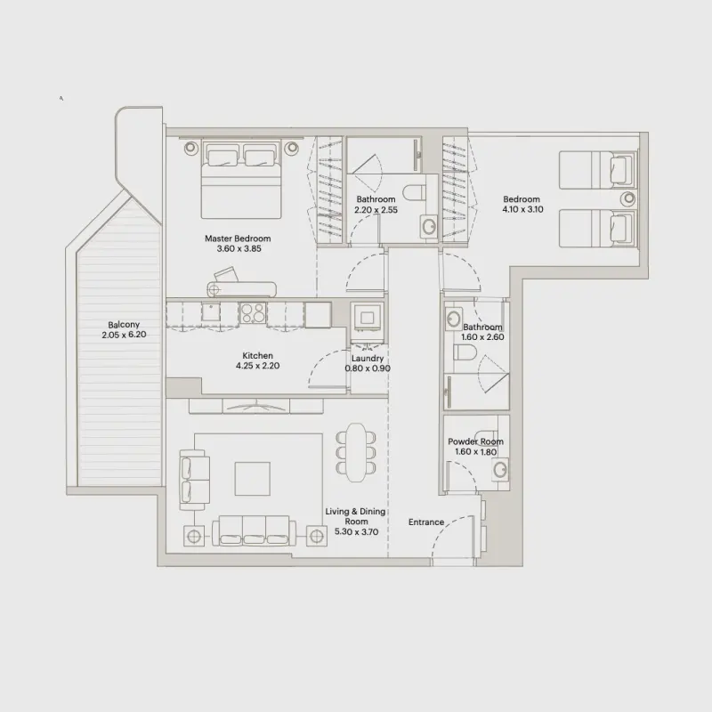 2 bedroom floor plan