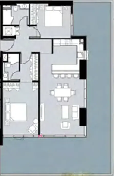 2 Bedrooms apartments - Damac Hills - Golf Gate 2 floor plan
