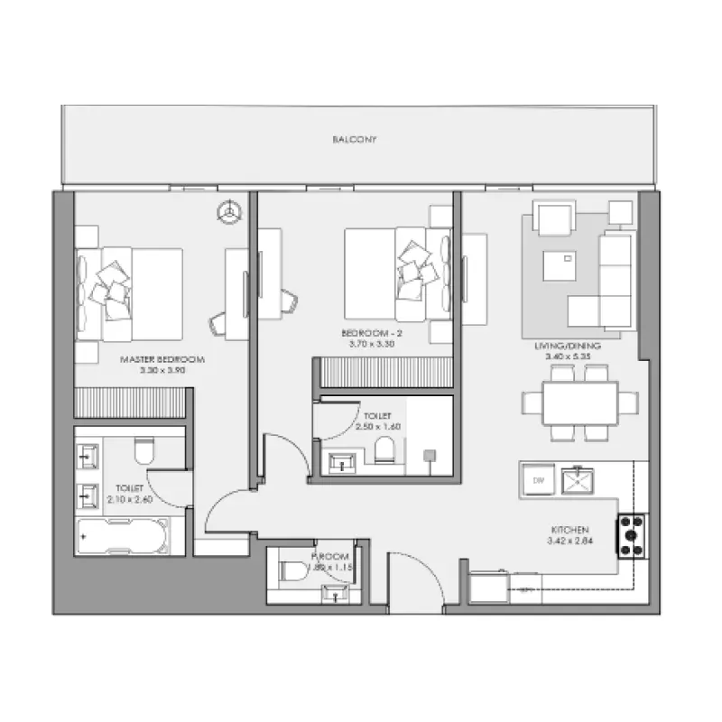 2 bedroom floor plan