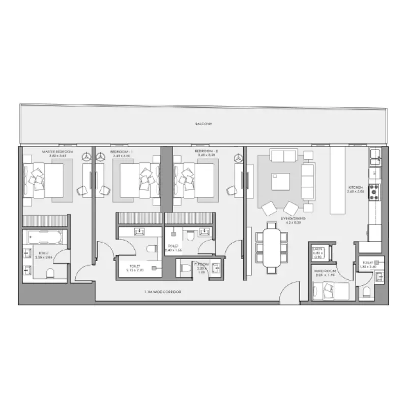 3 bedroom floor plan