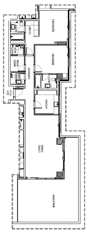 2 Bedrooms apartments - Damac Hills - Golf Town floor plan
