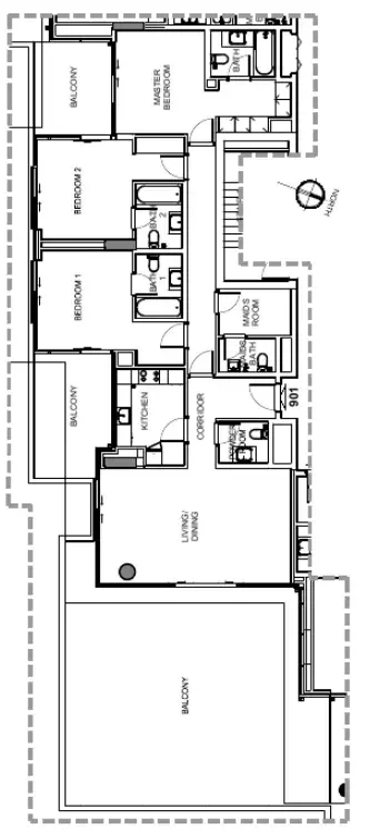 3 Bedrooms apartments - Damac Hills - Golf Town floor plan