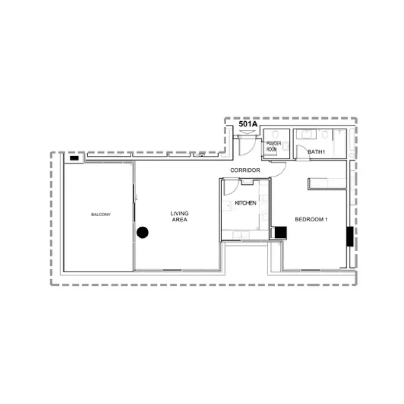 1 bedroom floor plan