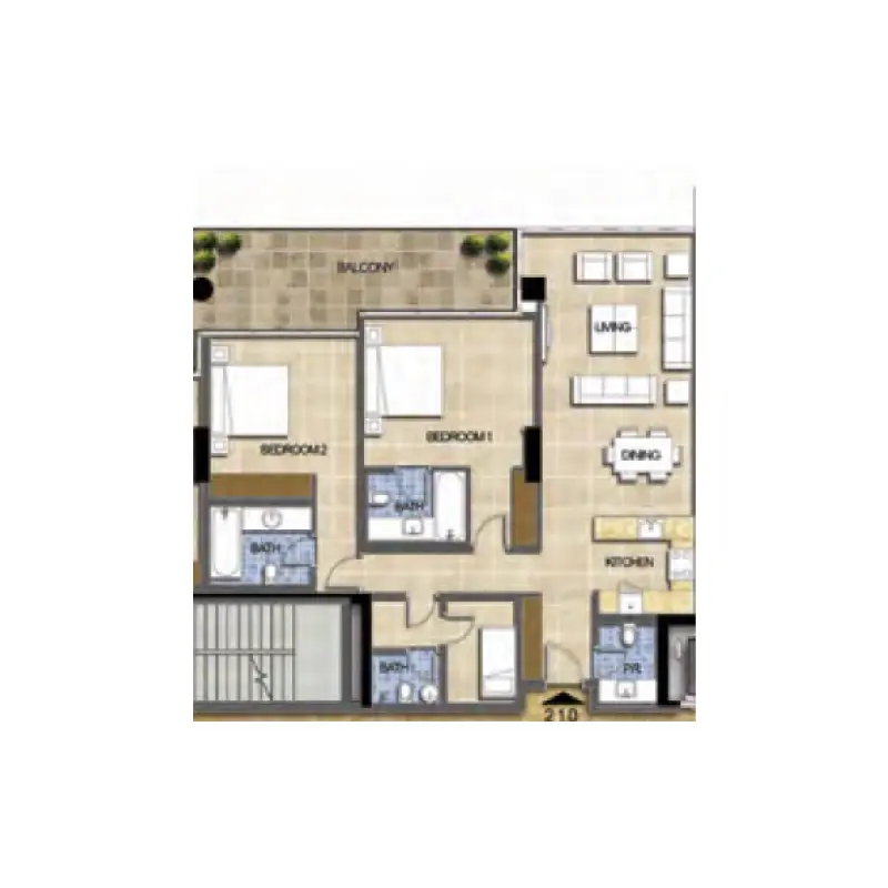2 bedroom floor plan