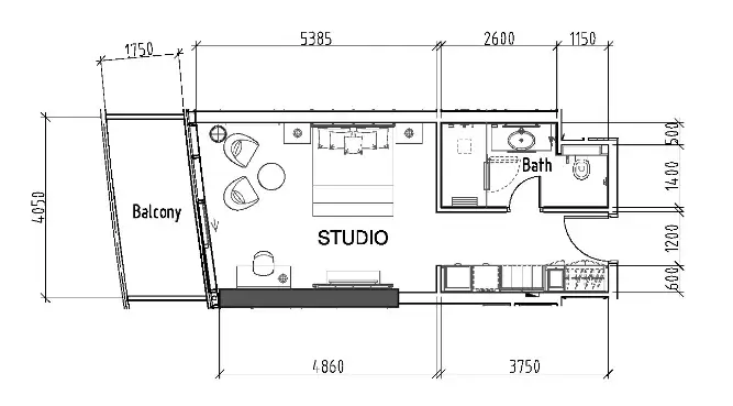 Studio apartments - Damac Hills - Radisson Dubai floor plan