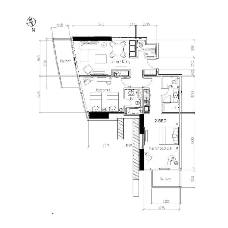 2 bedroom floor plan