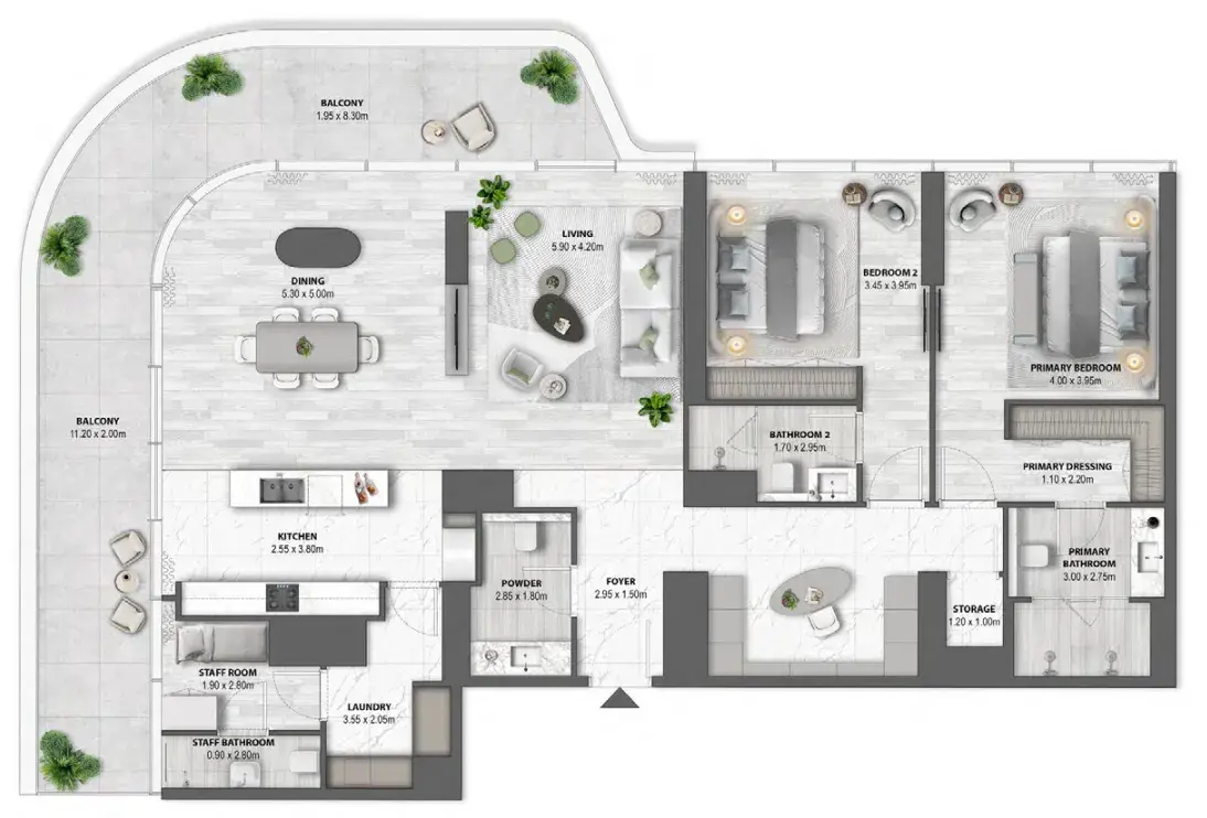 2 Bedrooms apartments - Passo by Beyond floor plan