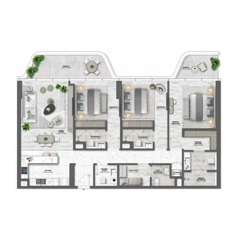 3 Bedrooms apartments - Passo by Beyond floor plan