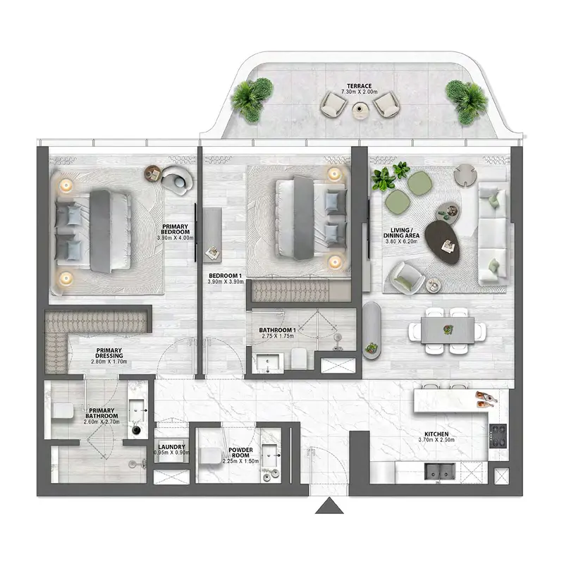 2 bedroom Apartments -  Passo by Beyond floor plan