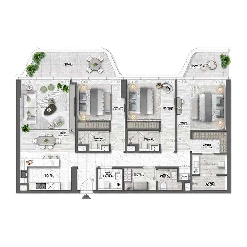 3 bedroom Apartments -  Passo by Beyond floor plan