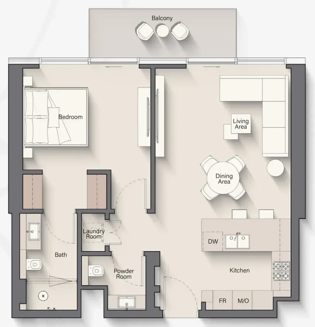 1 Bedroom apartments - Riverton House floor plan