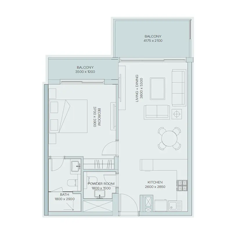 1 bedroom Apartments -  The Haven 3 floor plan