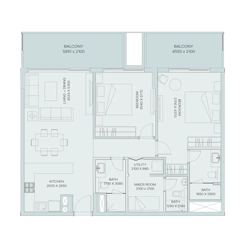 2 bedroom Apartments -  The Haven 3 floor plan