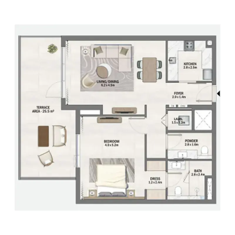 1 Bedroom apartments - Beachfront Gates floor plan