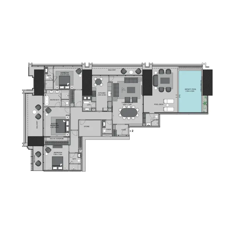 3 bedroom floor plan