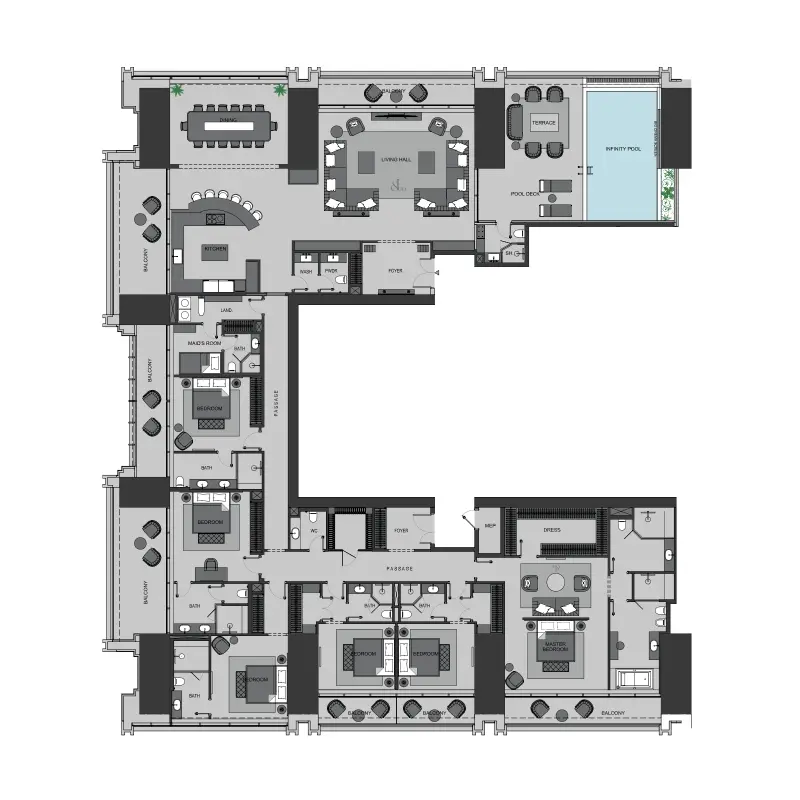 6 bedroom floor plan