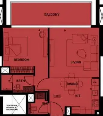 1 Bedroom apartments - Binghatti Ruby floor plan