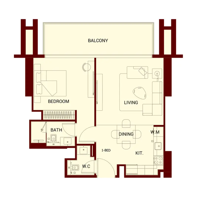 1 bedroom floor plan
